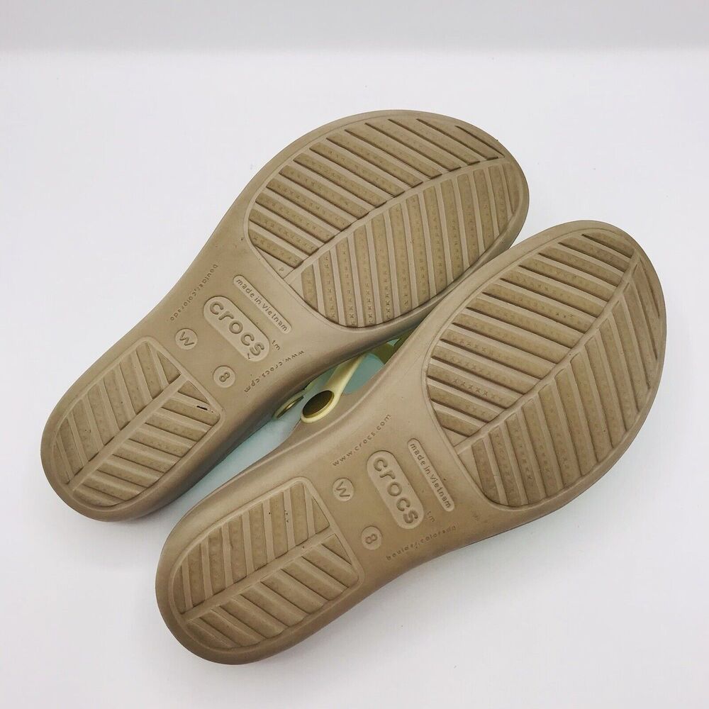 Crocs Women’s Sanrah Cream Mint Green Wedge Flip Flop Sandals Festival, Size 6 - Picture 6 of 6